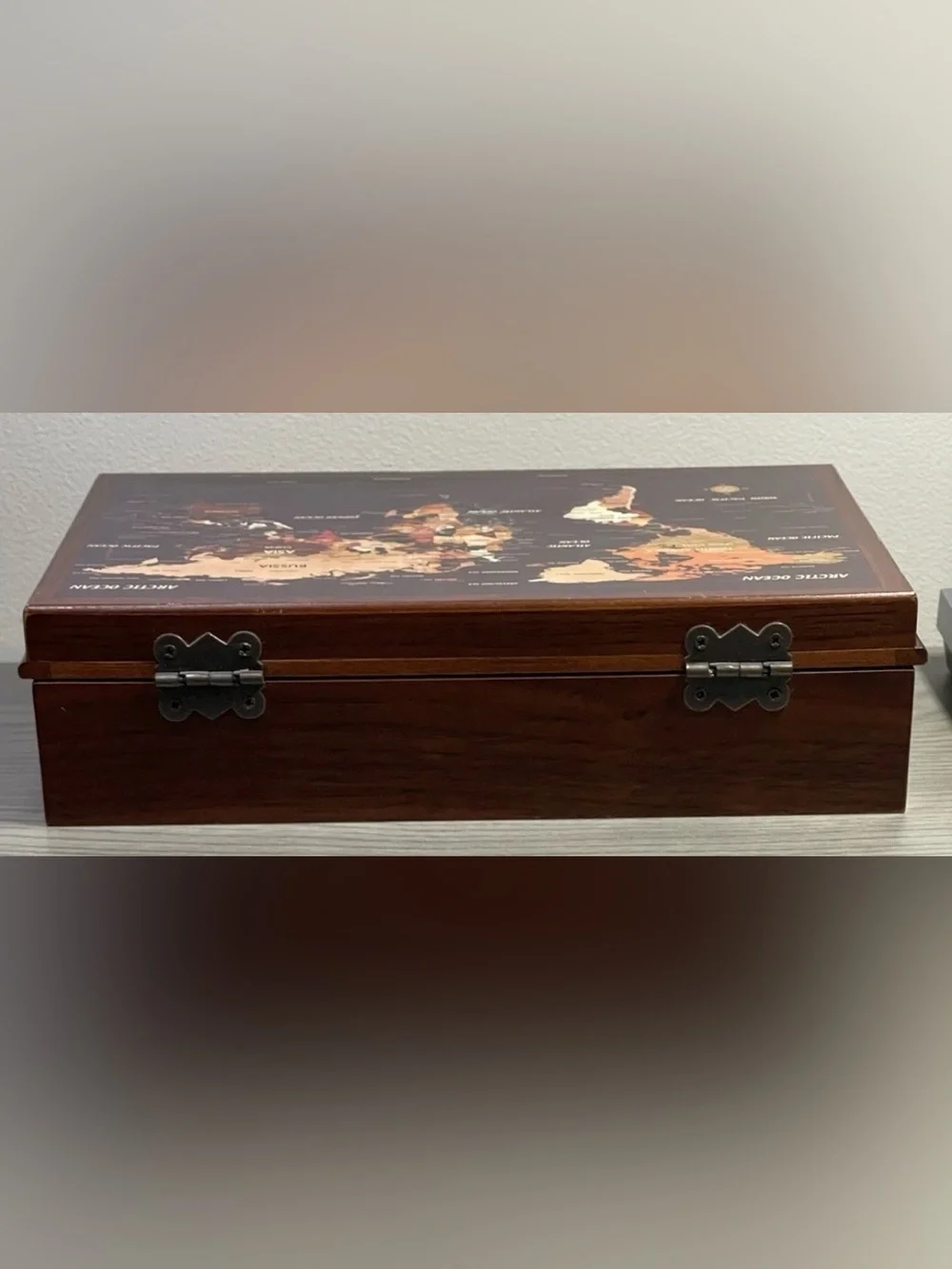 World Map Jewelry Box w/ Lined Interior - Geography - Trinket